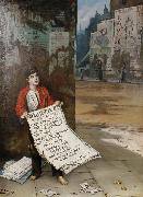 Augustus e.mulready A London news boy oil painting artist